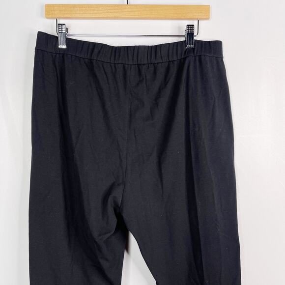 Eileen Fisher M Black Organic Cotton Stretch Jersey Cuffed Ankle Pants Pull On - Picture 7 of 10